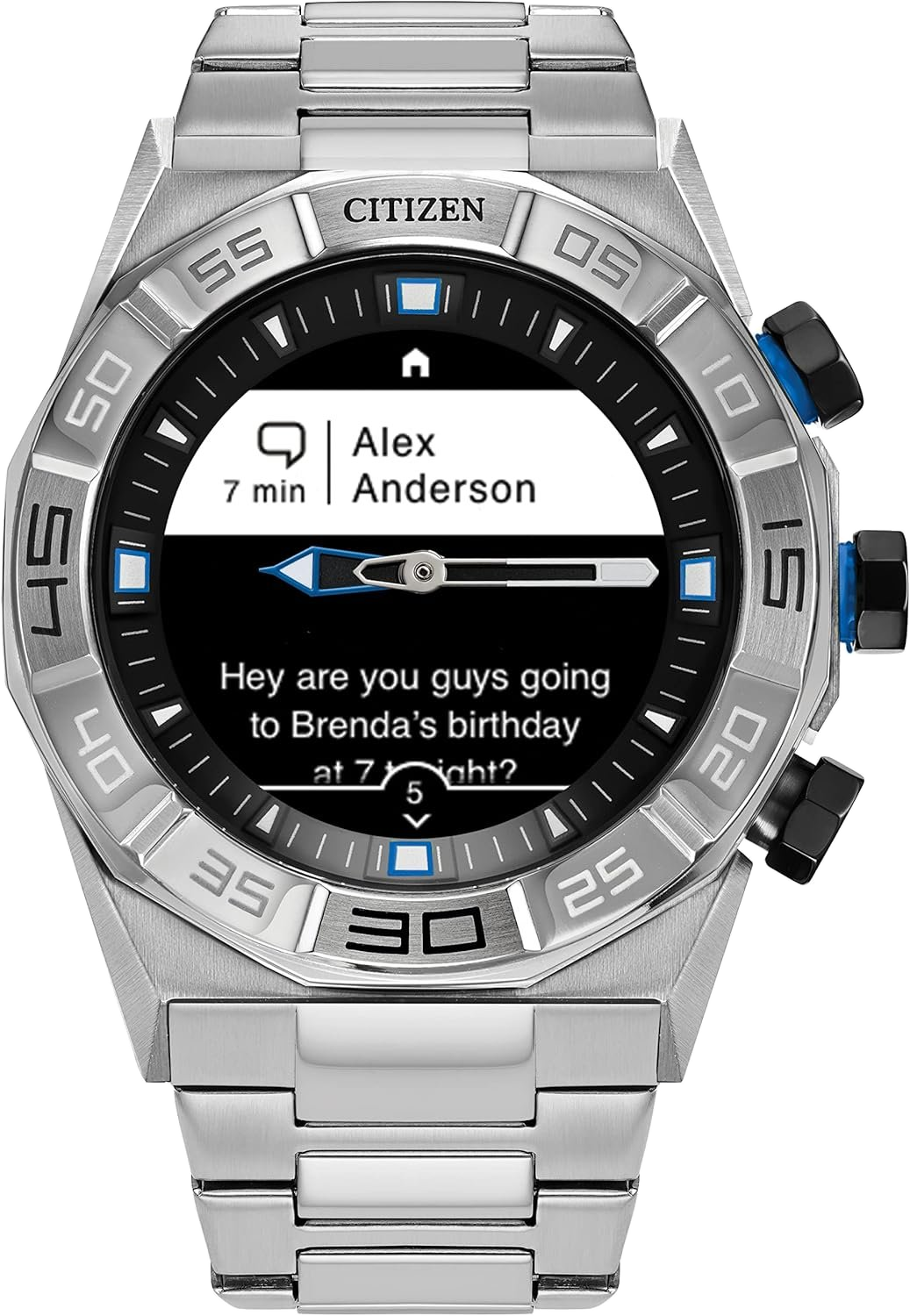 Citizen CZ Smart Hybrid in silver showing a notification