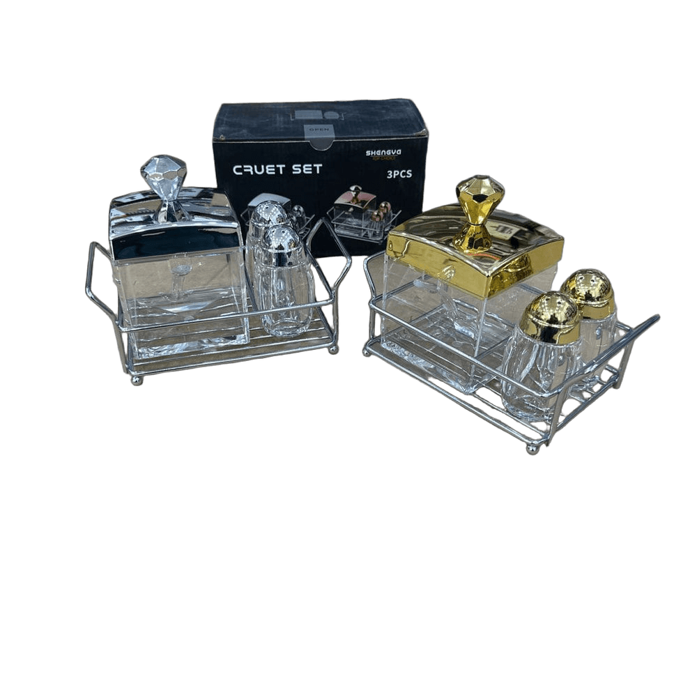 3pcs Acrylic Cruet Set with Rack-SHM