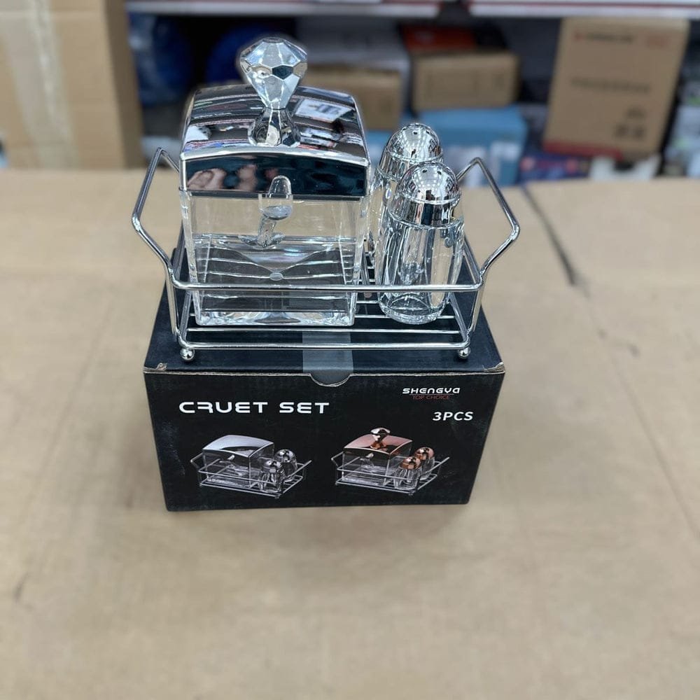 3pcs Acrylic Cruet Set with Rack-SHM