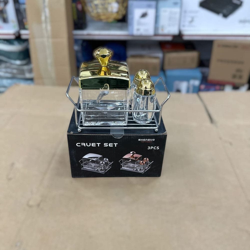 3pcs Acrylic Cruet Set with Rack-SHM