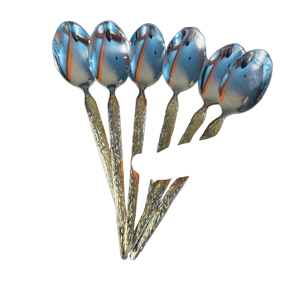 AYD 6pcs Embossed Stainless Steel Table Spoon Set