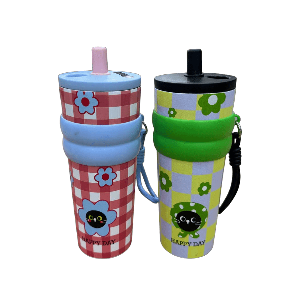 Happy Day Tumbler with Straw & Handle 710ml