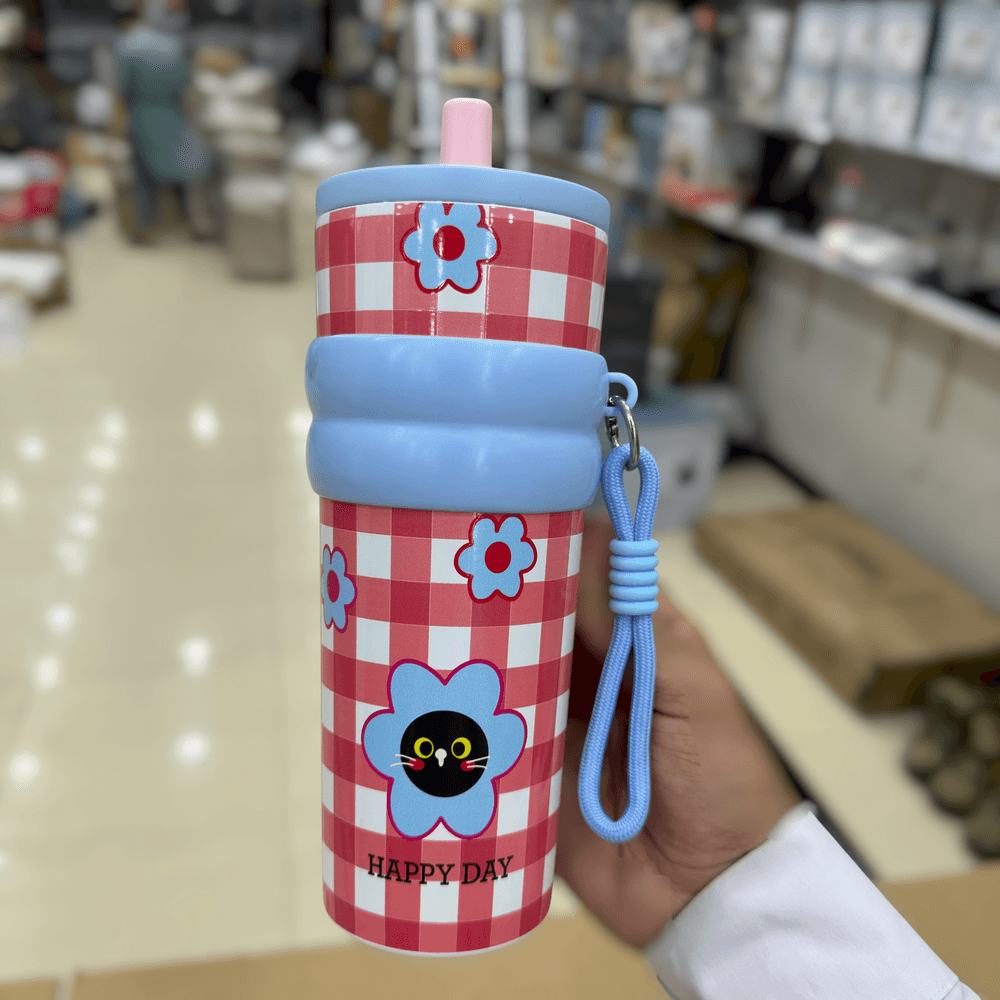 Happy Day Tumbler with Straw & Handle 710ml