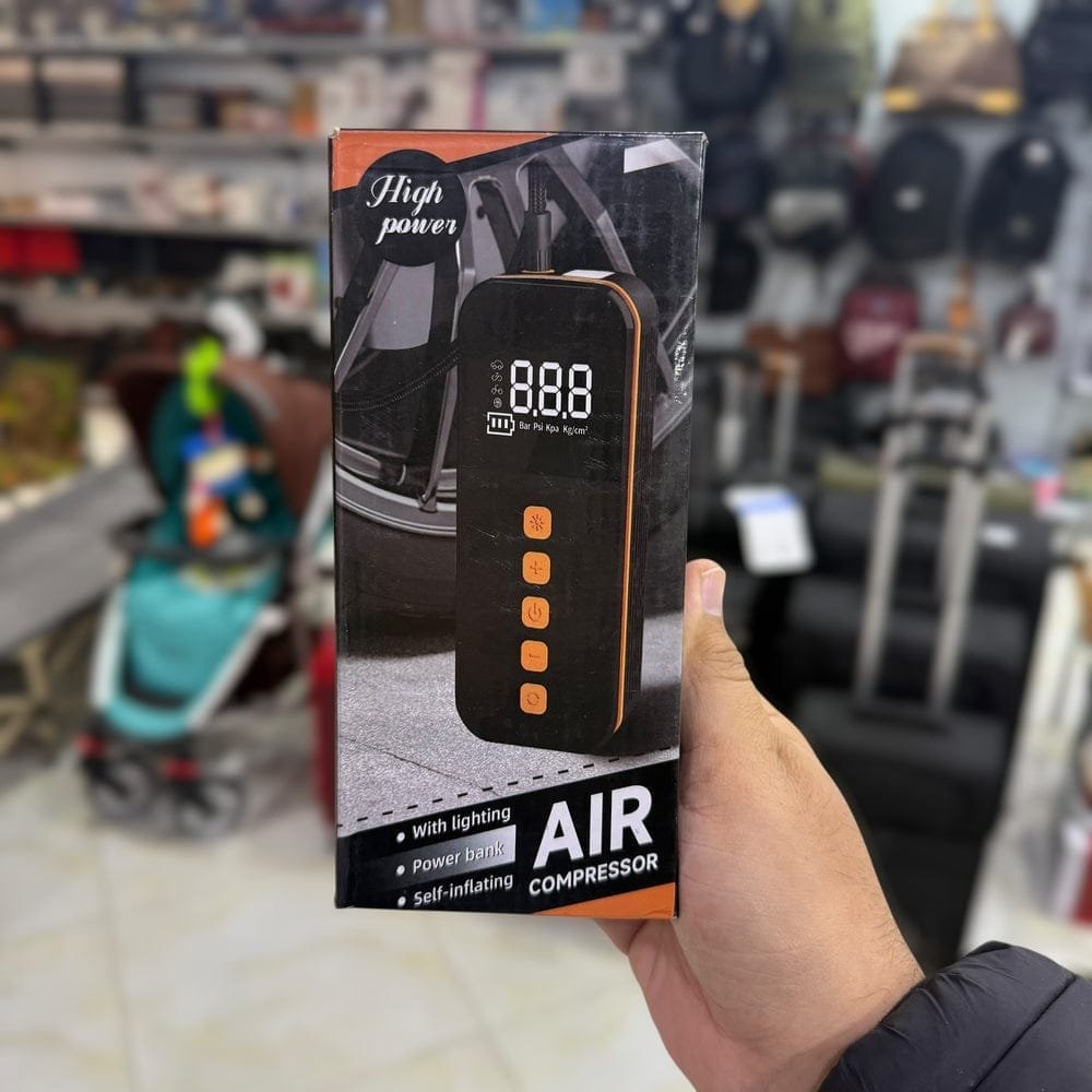 Chargeable Smart Air Compressor with Power Bank