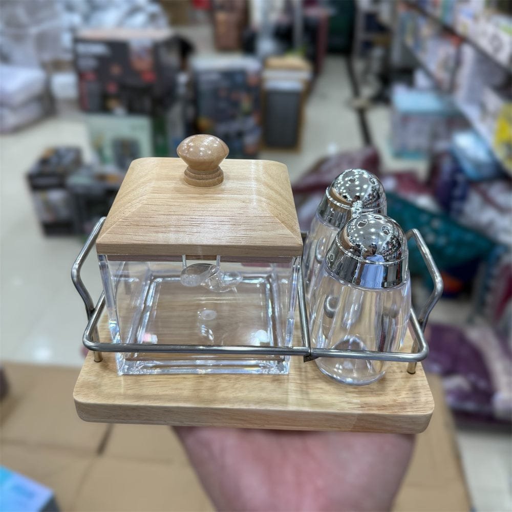 Acrylic Bamboo 4pcs Cruet Set
