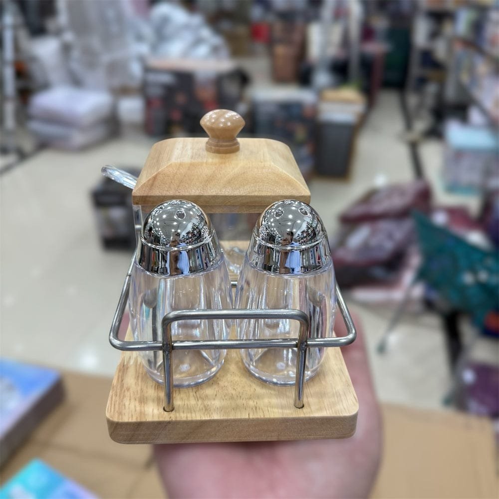 Acrylic Bamboo 4pcs Cruet Set